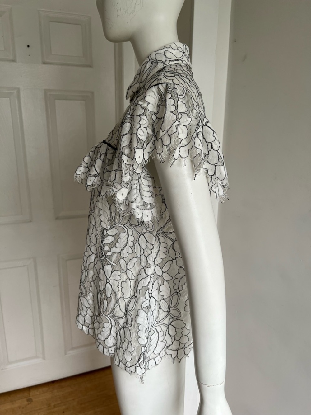 Anne Fontaine Palagio Women’s White Lace Button Down Blouse Shirt Boho 44 US 12 - Picture 6 of 10